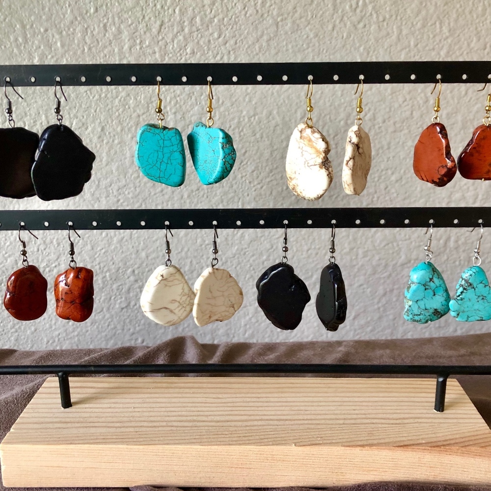 Large Chunky Beaded Earrings - 4 different stones